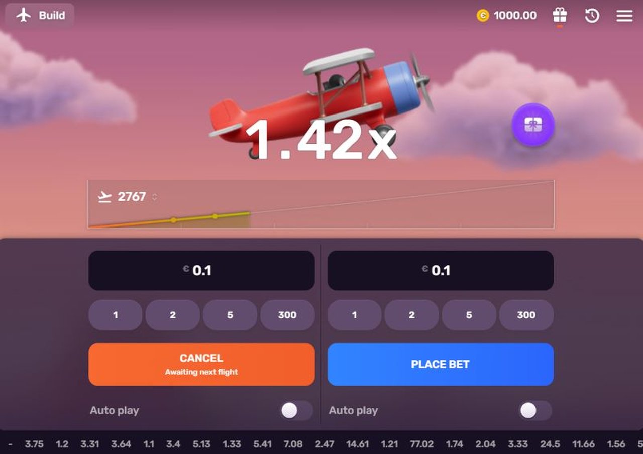 Скриншот Aviatrix — коэффициент 1.42x, самолёт над облаками